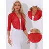 imageAllegra K Bolero Shrug for Womens Elegant 34 Sleeve Mesh Sheer Cardigan Formal Jacket for Evening DressesRed