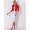 imageAllegra K Bolero Shrug for Womens Elegant 34 Sleeve Mesh Sheer Cardigan Formal Jacket for Evening DressesRed