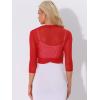 imageAllegra K Bolero Shrug for Womens Elegant 34 Sleeve Mesh Sheer Cardigan Formal Jacket for Evening DressesRed