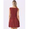 imageAllegra K Bubble Mini Dress for Womens Boat Neck Sleeveless Polka Dots Y2K Casual Cocktail DressDark Red
