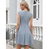 imageAllegra K Business Casual Dresses for Women Crew Neck Sleeveless A Line Swing Ribbed Knit Short DressGrey Blue