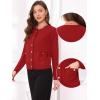 imageAllegra K Cardigan Sweaters for Women Collarless Button Up Dressy Chunky Knit CardigansRed