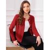 imageAllegra K Cardigan Sweaters for Women Collarless Button Up Dressy Chunky Knit CardigansRed