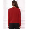 imageAllegra K Cardigan Sweaters for Women Collarless Button Up Dressy Chunky Knit CardigansRed