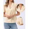 imageAllegra K Casual Blouse for Women Floral Print Short Sleeve Shirt V Neck Notch Lapel Blouse Dressy Summer TopsApricot