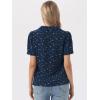 imageAllegra K Casual Blouse for Women Floral Print Short Sleeve Shirt V Neck Notch Lapel Blouse Dressy Summer TopsDark Blue
