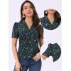 imageAllegra K Casual Blouse for Women Floral Print Short Sleeve Shirt V Neck Notch Lapel Blouse Dressy Summer TopsDark Green