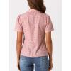 imageAllegra K Casual Blouse for Women Floral Print Short Sleeve Shirt V Neck Notch Lapel Blouse Dressy Summer TopsPink