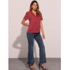 imageAllegra K Casual Blouse for Women Floral Print Short Sleeve Shirt V Neck Notch Lapel Blouse Dressy Summer TopsRed