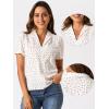 imageAllegra K Casual Blouse for Women Floral Print Short Sleeve Shirt V Neck Notch Lapel Blouse Dressy Summer TopsWhite