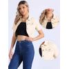 imageAllegra K Casual Denim Jacket for Womens Turndown Collar Short Sleeves Crop Jean JacketsApricot