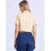 imageAllegra K Casual Denim Jacket for Womens Turndown Collar Short Sleeves Crop Jean JacketsApricot