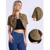 imageAllegra K Casual Denim Jacket for Womens Turndown Collar Short Sleeves Crop Jean JacketsBrown