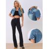 imageAllegra K Casual Denim Jacket for Womens Turndown Collar Short Sleeves Crop Jean JacketsDenim Blue