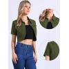 imageAllegra K Casual Denim Jacket for Womens Turndown Collar Short Sleeves Crop Jean JacketsGreen