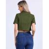 imageAllegra K Casual Denim Jacket for Womens Turndown Collar Short Sleeves Crop Jean JacketsGreen