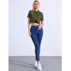 imageAllegra K Casual Denim Jacket for Womens Turndown Collar Short Sleeves Crop Jean JacketsGreen