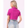 imageAllegra K Casual Denim Jacket for Womens Turndown Collar Short Sleeves Crop Jean JacketsHot Pink
