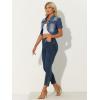 imageAllegra K Casual Denim Jacket for Womens Turndown Collar Short Sleeves Crop Jean JacketsMidblue