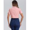 imageAllegra K Casual Denim Jacket for Womens Turndown Collar Short Sleeves Crop Jean JacketsPink