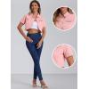 imageAllegra K Casual Denim Jacket for Womens Turndown Collar Short Sleeves Crop Jean JacketsPink