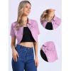 imageAllegra K Casual Denim Jacket for Womens Turndown Collar Short Sleeves Crop Jean JacketsPurple