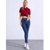 imageAllegra K Casual Denim Jacket for Womens Turndown Collar Short Sleeves Crop Jean JacketsRed