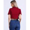 imageAllegra K Casual Denim Jacket for Womens Turndown Collar Short Sleeves Crop Jean JacketsRed