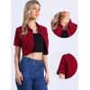 imageAllegra K Casual Denim Jacket for Womens Turndown Collar Short Sleeves Crop Jean JacketsRed