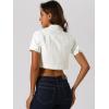 imageAllegra K Casual Denim Jacket for Womens Turndown Collar Short Sleeves Crop Jean JacketsWhite