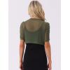 imageAllegra K Casual Short Sleeve Mesh Sheer Shrug for Women Open Front Cropped Cardigan BoleroArmy Green