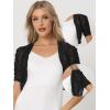 imageAllegra K Casual Short Sleeve Mesh Sheer Shrug for Women Open Front Cropped Cardigan BoleroBlack