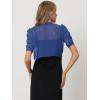 imageAllegra K Casual Short Sleeve Mesh Sheer Shrug for Women Open Front Cropped Cardigan BoleroBlue