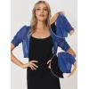 imageAllegra K Casual Short Sleeve Mesh Sheer Shrug for Women Open Front Cropped Cardigan BoleroBlue