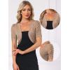 imageAllegra K Casual Short Sleeve Mesh Sheer Shrug for Women Open Front Cropped Cardigan BoleroCamel