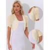 imageAllegra K Casual Short Sleeve Mesh Sheer Shrug for Women Open Front Cropped Cardigan BoleroLight Apricot