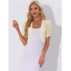 imageAllegra K Casual Short Sleeve Mesh Sheer Shrug for Women Open Front Cropped Cardigan BoleroLight Apricot