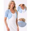 imageAllegra K Casual Short Sleeve Mesh Sheer Shrug for Women Open Front Cropped Cardigan BoleroLight Blue