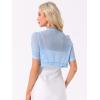 imageAllegra K Casual Short Sleeve Mesh Sheer Shrug for Women Open Front Cropped Cardigan BoleroLight Blue