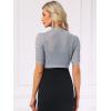 imageAllegra K Casual Short Sleeve Mesh Sheer Shrug for Women Open Front Cropped Cardigan BoleroLight Grey