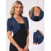 imageAllegra K Casual Short Sleeve Mesh Sheer Shrug for Women Open Front Cropped Cardigan BoleroNavy Blue
