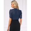 imageAllegra K Casual Short Sleeve Mesh Sheer Shrug for Women Open Front Cropped Cardigan BoleroNavy Blue