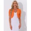 imageAllegra K Casual Short Sleeve Mesh Sheer Shrug for Women Open Front Cropped Cardigan BoleroOrange