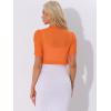 imageAllegra K Casual Short Sleeve Mesh Sheer Shrug for Women Open Front Cropped Cardigan BoleroOrange