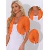 imageAllegra K Casual Short Sleeve Mesh Sheer Shrug for Women Open Front Cropped Cardigan BoleroOrange