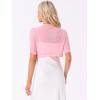 imageAllegra K Casual Short Sleeve Mesh Sheer Shrug for Women Open Front Cropped Cardigan BoleroPink