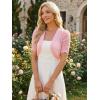 imageAllegra K Casual Short Sleeve Mesh Sheer Shrug for Women Open Front Cropped Cardigan BoleroPink