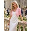 imageAllegra K Casual Short Sleeve Mesh Sheer Shrug for Women Open Front Cropped Cardigan BoleroPink