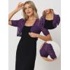 imageAllegra K Casual Short Sleeve Mesh Sheer Shrug for Women Open Front Cropped Cardigan BoleroPurple