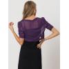 imageAllegra K Casual Short Sleeve Mesh Sheer Shrug for Women Open Front Cropped Cardigan BoleroPurple